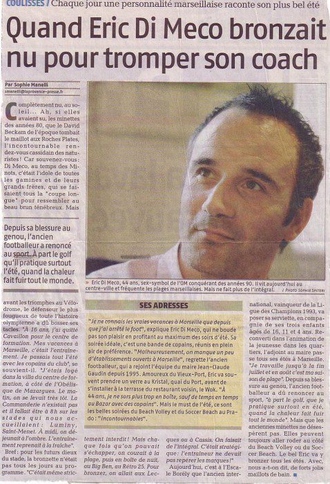 Lire la suite à propos de l’article Interdit par son coach d&rsquo;aller à la plage, Eric Di Meco bronzait nu  dans les Calanques