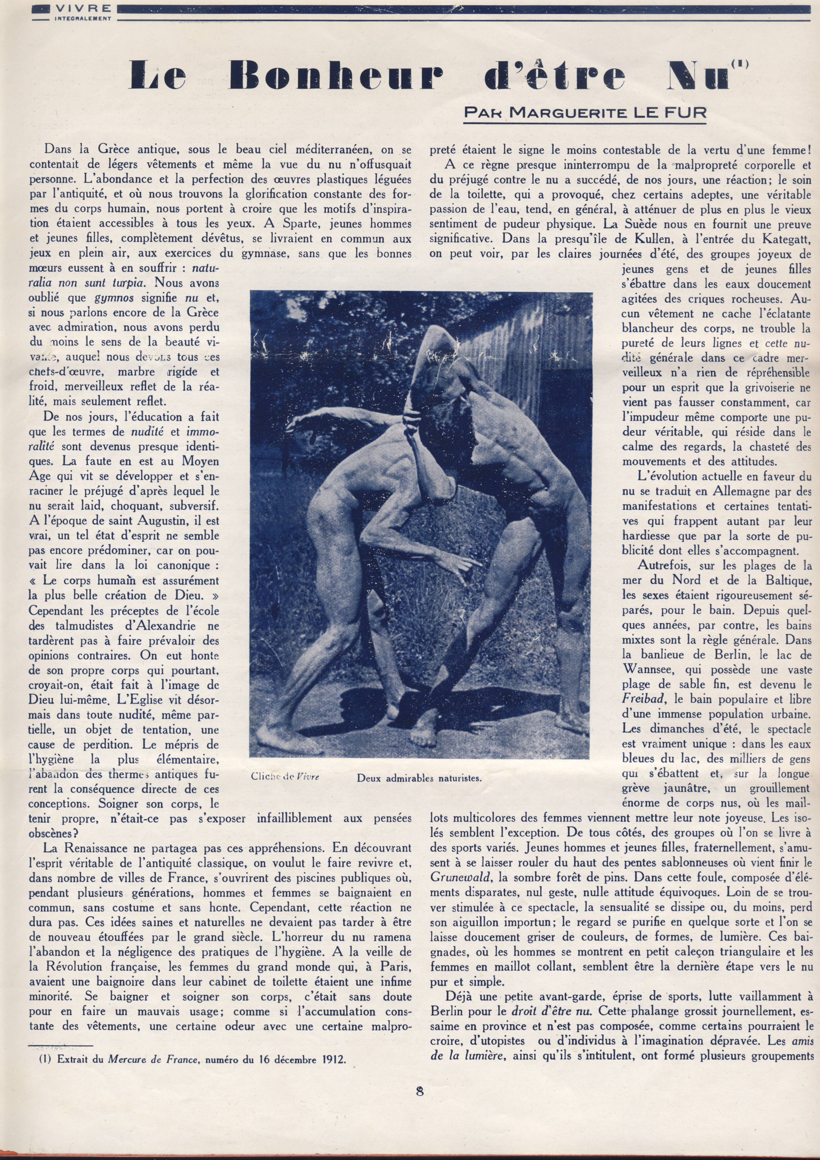 You are currently viewing Une visite des centres naturistes Allemands en 1912
