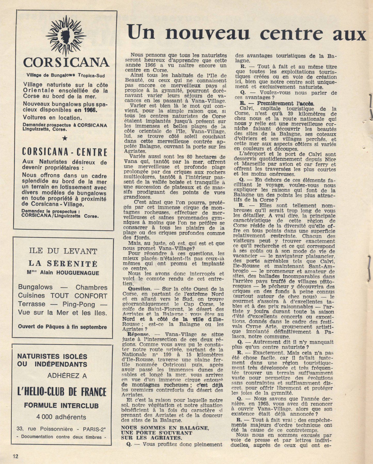 1967 - La vie au soleil N° 109 - jv fev 1967 - Corse