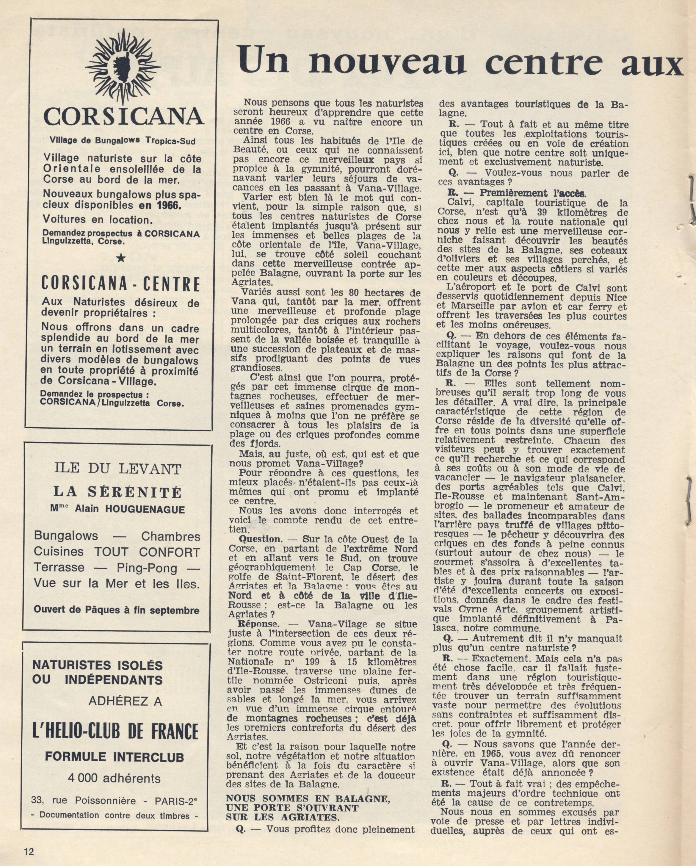 You are currently viewing Un centre naturiste au désert des Agriates en Corse (1967)