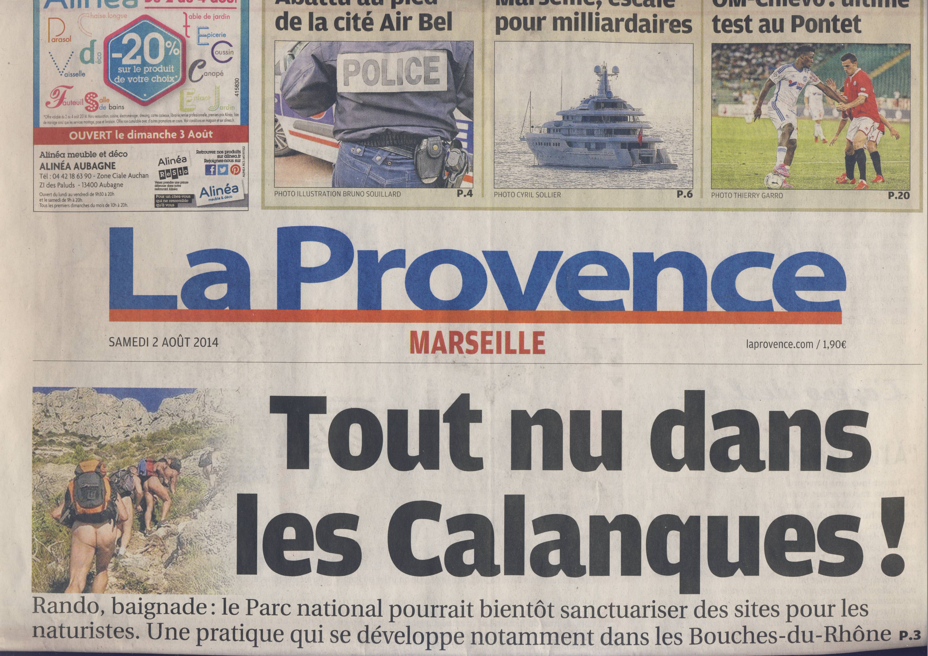 You are currently viewing 02.08.2014 – Article sur le naturisme dans les Calanques de Marseille