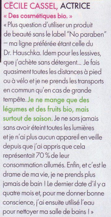 Les stars donnent l'exemple - Cecile Cassel