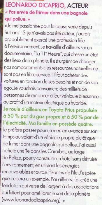 Les stars donnent l'exemple - Leonardo di Caprio
