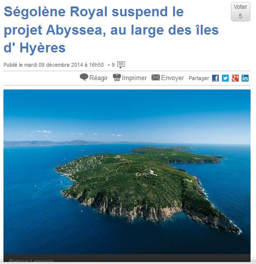 Lire la suite à propos de l’article Le projet abysséa abandonné