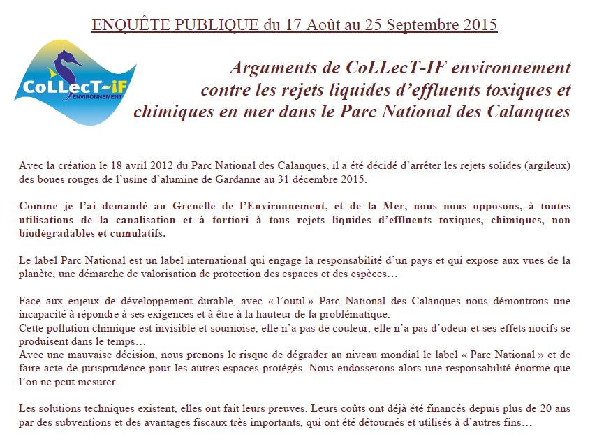 You are currently viewing Arguments contre les rejets liquides d&rsquo;effluents toxiques et chimiques en mer par Altéo
