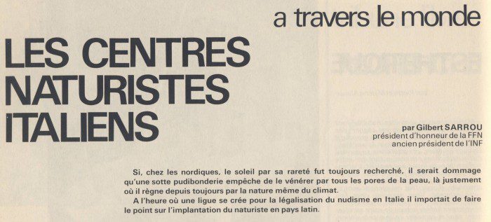 Lire la suite à propos de l’article Dossier Italie – Histoire du naturisme en Italie