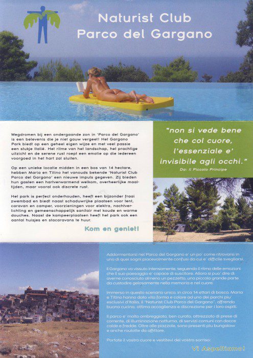 Lire la suite à propos de l’article Dossier Italie – Club naturiste – Parco del Gargano