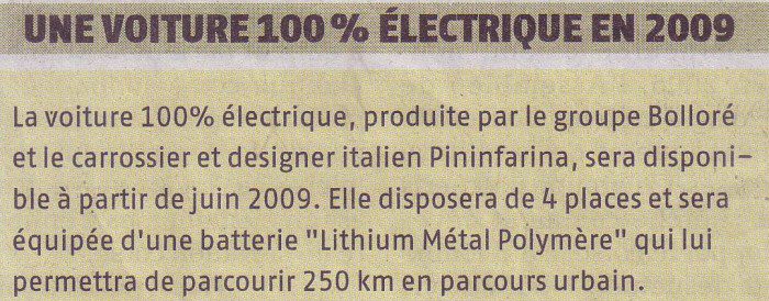 Voiture électrique en 2009