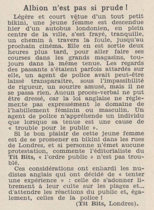 LVS -N°39 - janvier février 55 - Angleterre anecdote bikini