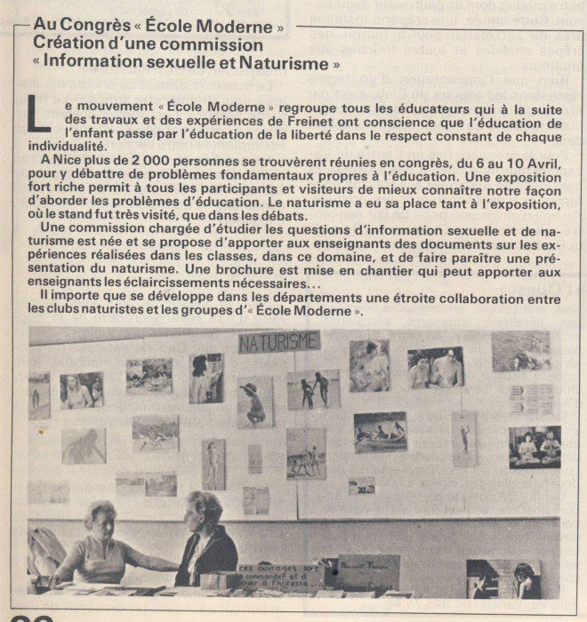 Lire la suite à propos de l’article Commission « sexualité et naturisme » au congrès de l&rsquo;école moderne (1971)