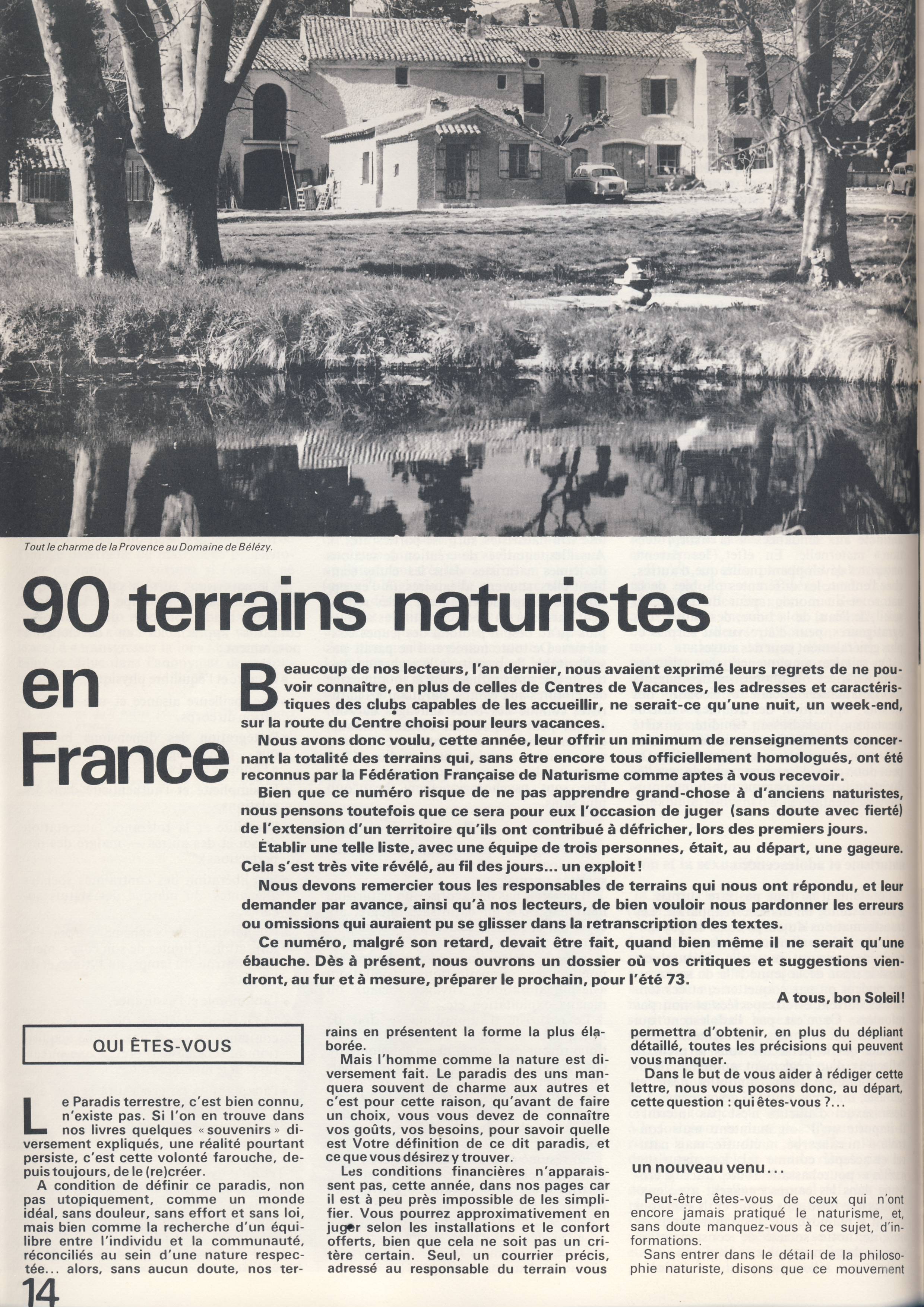 You are currently viewing Déjà en 1972, un large choix naturiste en France