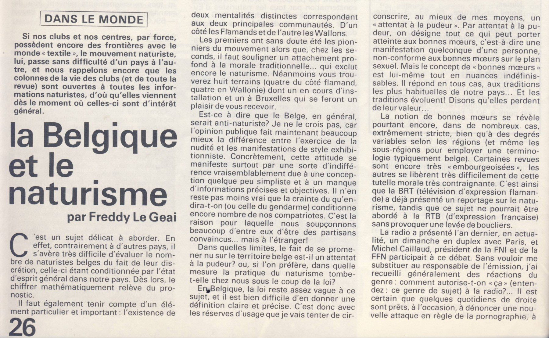 La vie au soleil numéro 21 - janvier février 73 - le naturisme et la Belgique