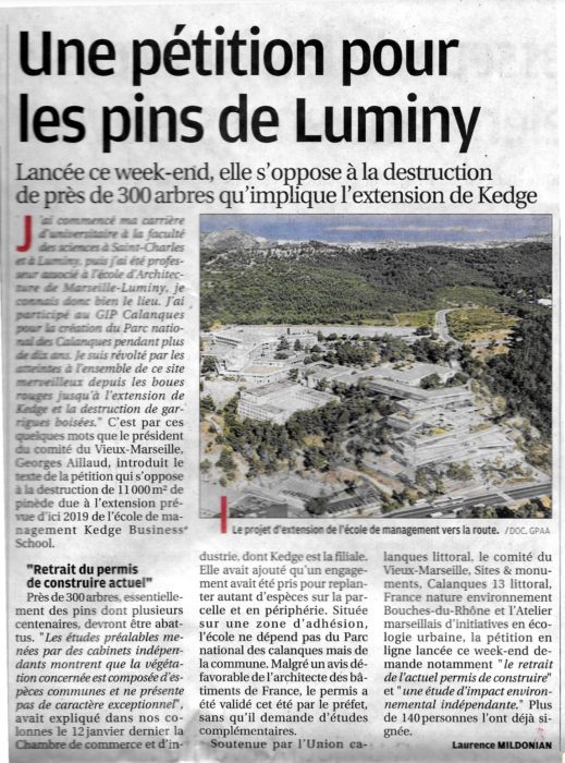 Lire la suite à propos de l’article L&rsquo;agrandissement scandaleux de Kedge aux portes des Calanques