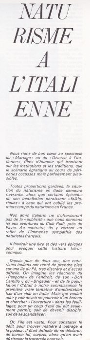 Lire la suite à propos de l’article Une histoire du naturisme en Italie