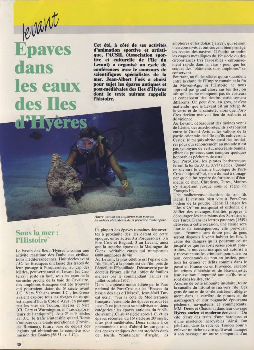 Lire la suite à propos de l’article Épaves dans les eaux des Iles d&rsquo;Hyères