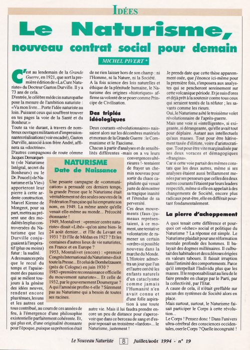 Lire la suite à propos de l’article Le naturisme, nouveau contrat social pour demain (article de 1994)