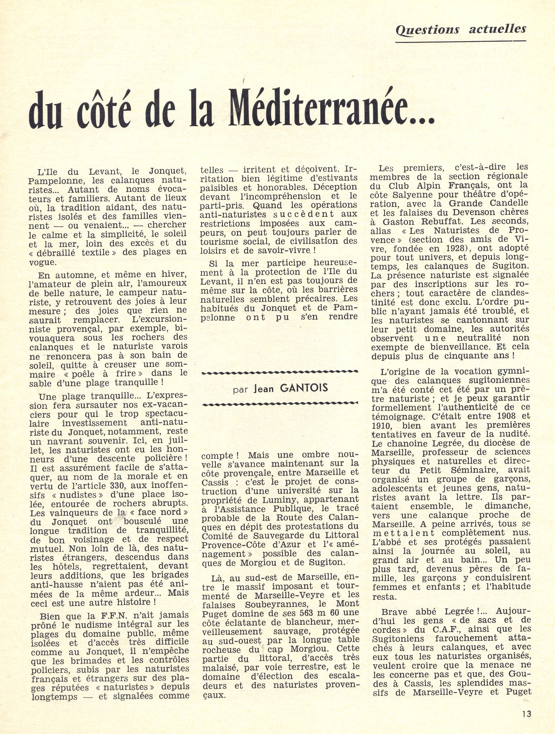 You are currently viewing Du côté de la Méditerranée (1964)