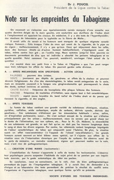 Lire la suite à propos de l’article Le Dr Poucel et sa lutte contre le tabac