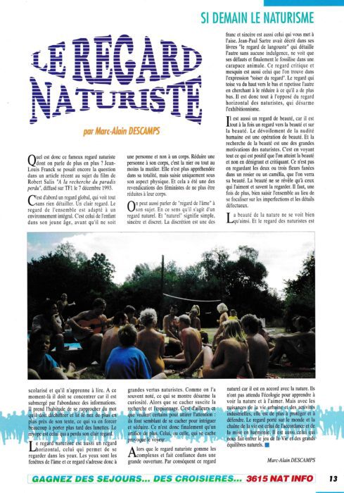 Lire la suite à propos de l’article Le regard naturiste par Marc-Alain Décamps
