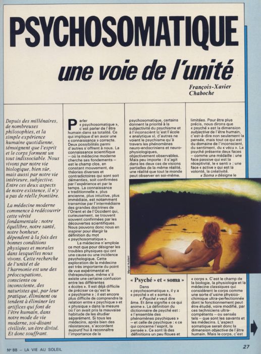 Lire la suite à propos de l’article Psychosomatique, une voie de l&rsquo;unité